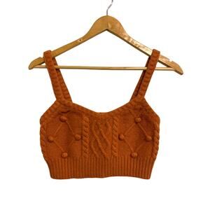 NWT For Love & Lemons Florentina Burnt Orange Sweater Crop Top